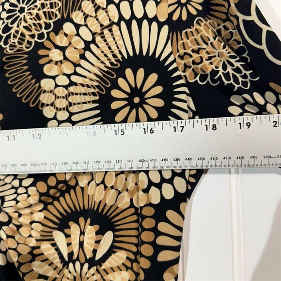 Perseption Concept Blouse M Retro Floral Print Black Tan Button Top Y2K VTG - Picture 4 of 7